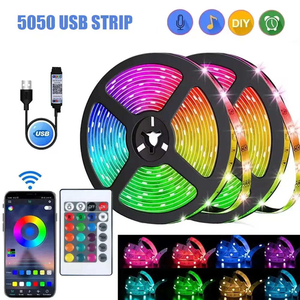 RGB LED Strip Lights — Bluetooth & WiFi Smart Color Changing Lights (1M–30M)