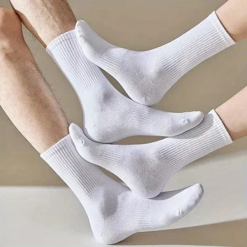 Men's Cotton Sports Socks | Soft Breathable Crew Socks for Everyday & Athletic Wear | Black & White