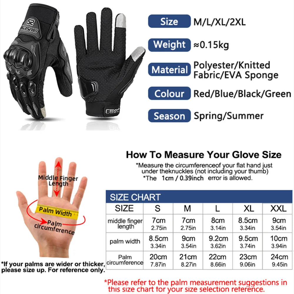 Full Finger Motorcycle Gloves – Touch Screen, Non-Slip & Breathable