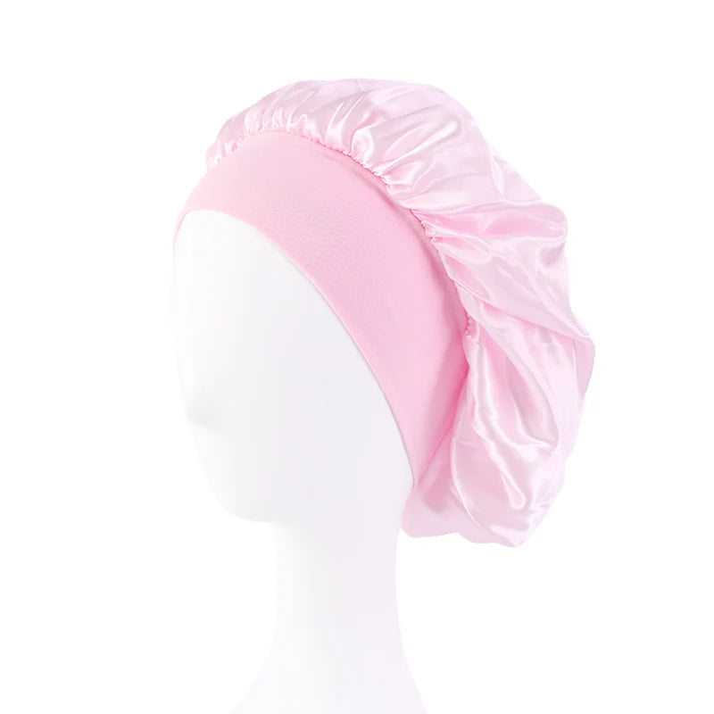 Satin Sleep Bonnet — Wide Brim Hair Care Cap for Women & Men (One Size)