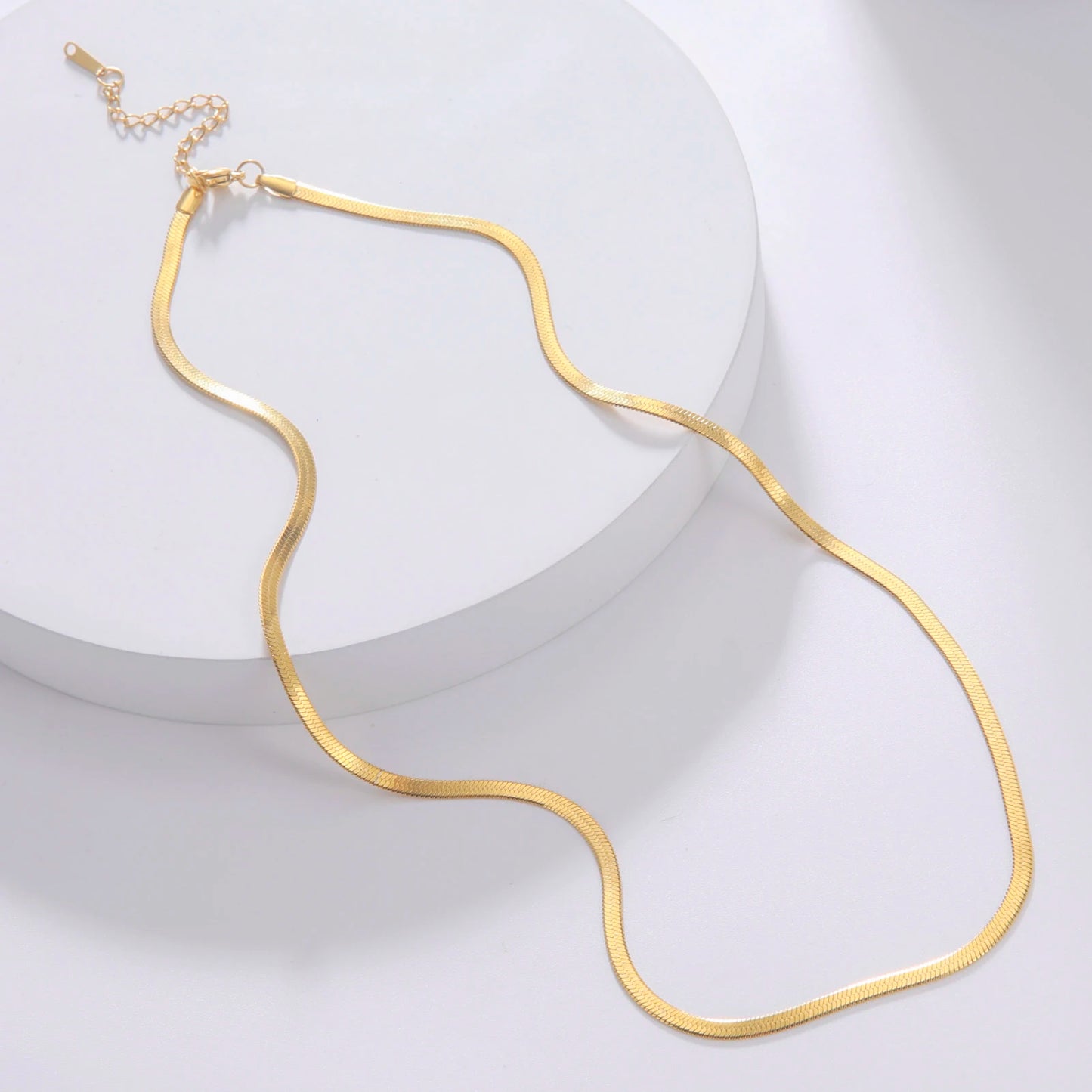 Stainless Steel Snake Chain Necklace | Gold & Silver Herringbone Choker for Women & Men
