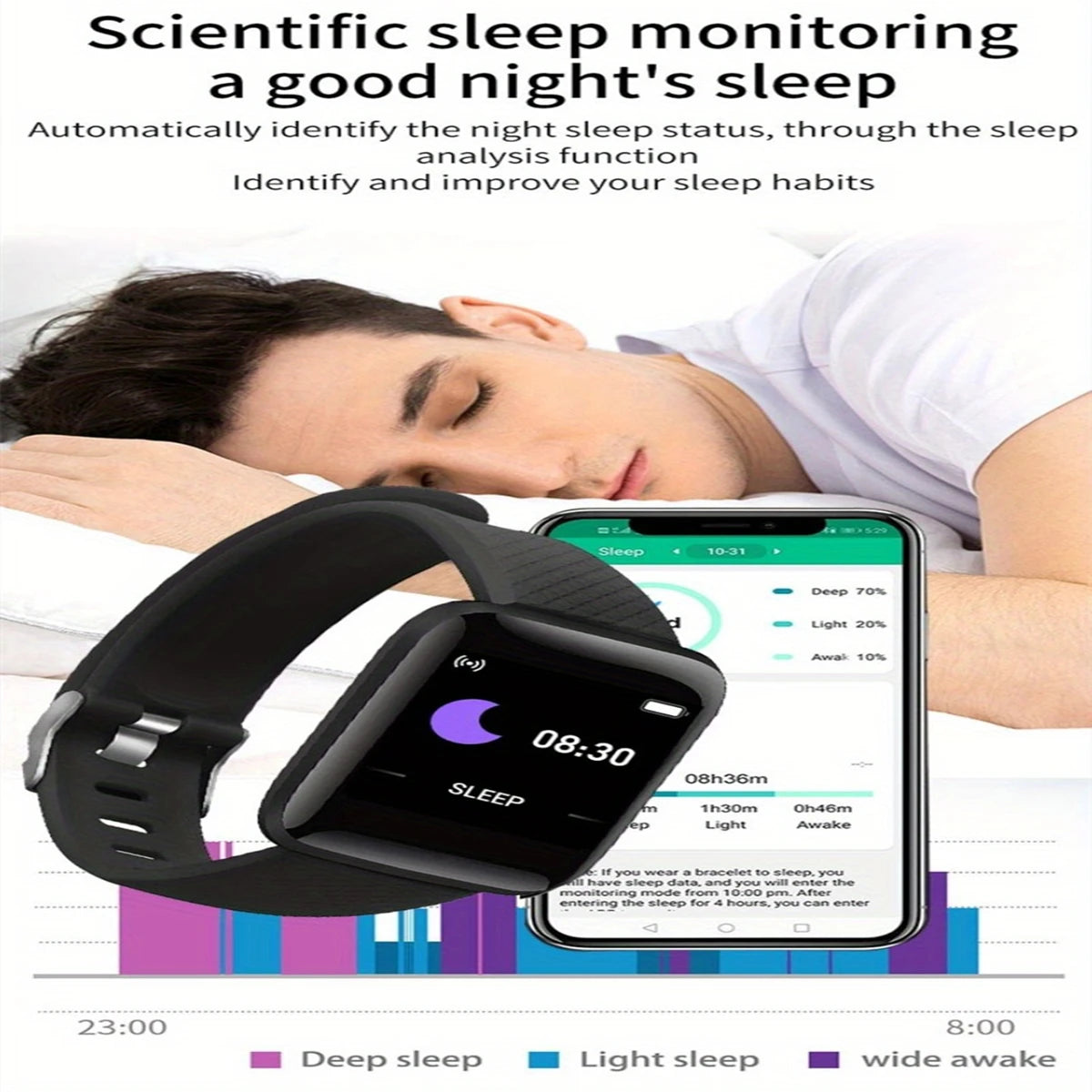 Smart Fitness Watch – Y68 & 116Plus | Heart Rate, Sleep & Message Tracker