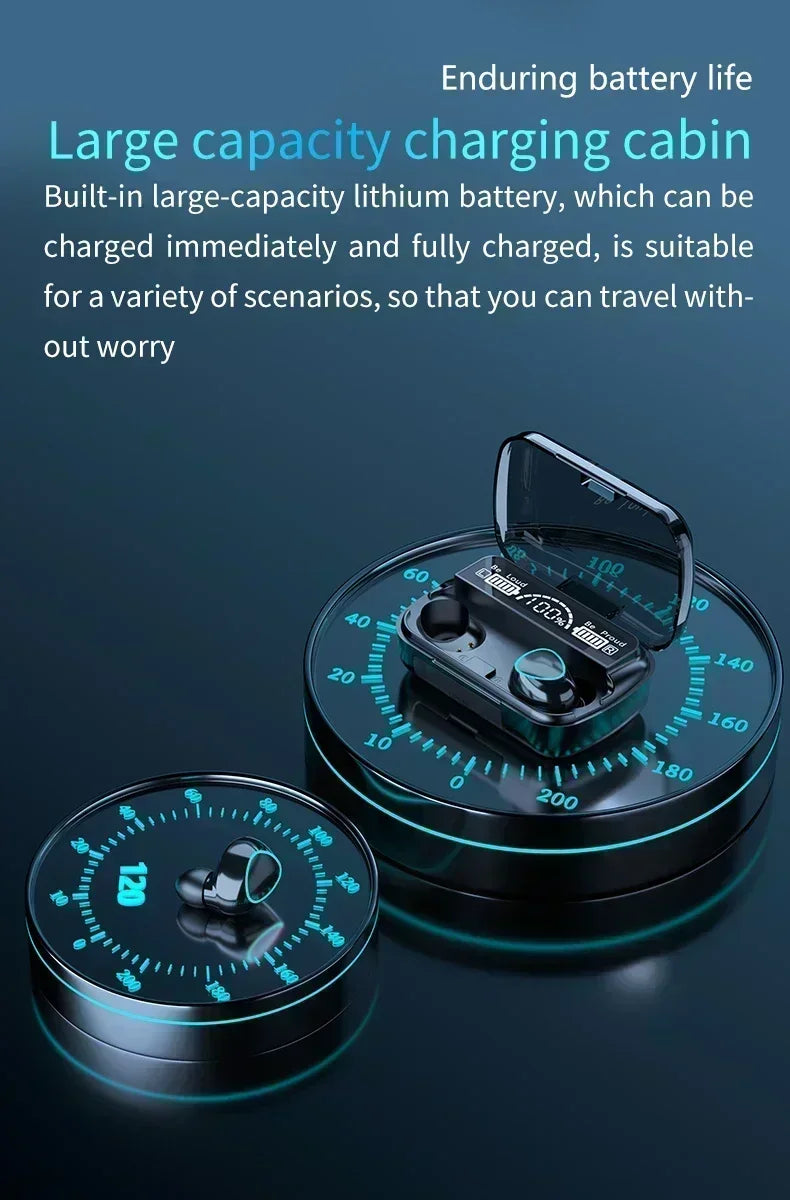 M10 Wireless Bluetooth Earbuds – Waterproof TWS Sport Headset with Noise Cancellation