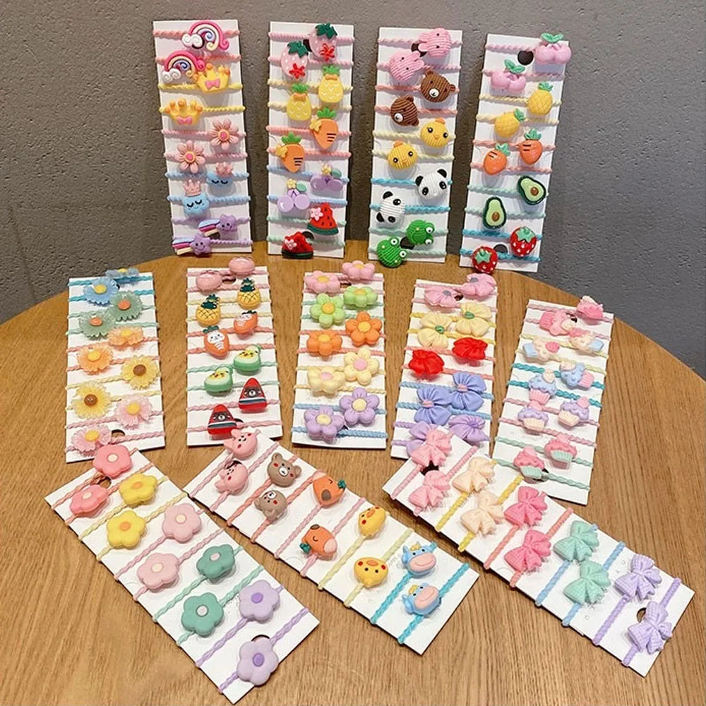 Cartoon Hair Ties for Girls – Cute Animal & Fruit Elastic Hair Bands
