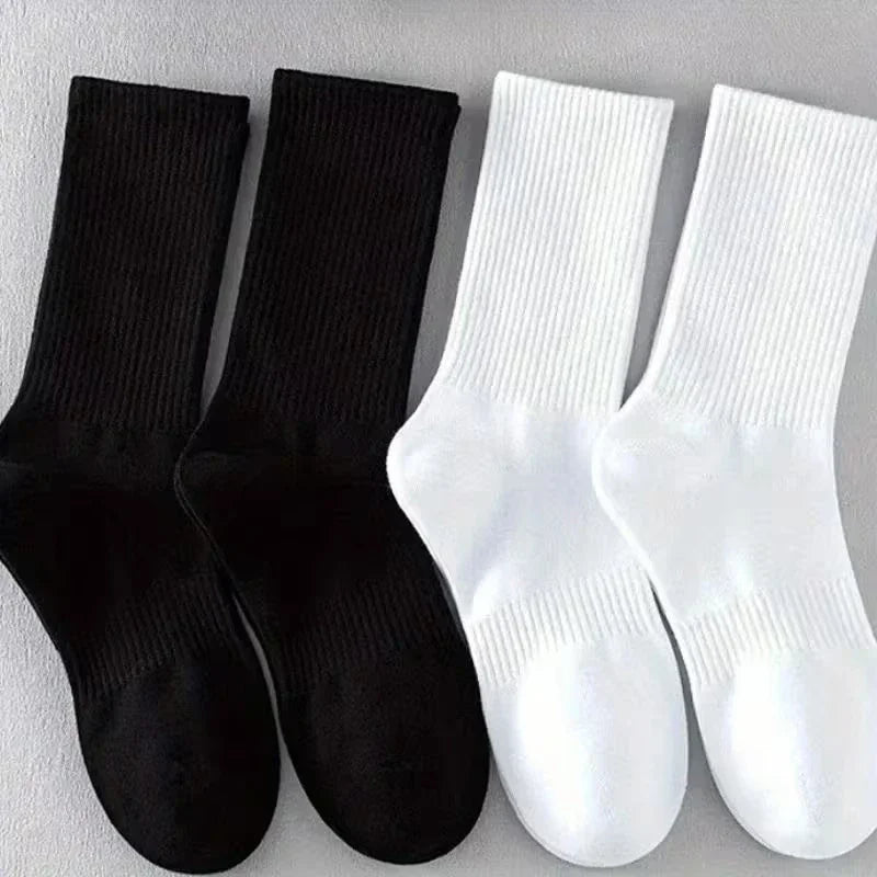 Men's Cotton Sports Socks | Soft Breathable Crew Socks for Everyday & Athletic Wear | Black & White
