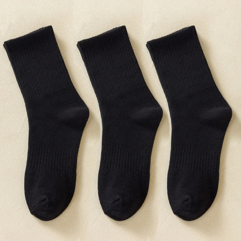 Men's Cotton Sports Socks | Soft Breathable Crew Socks for Everyday & Athletic Wear | Black & White