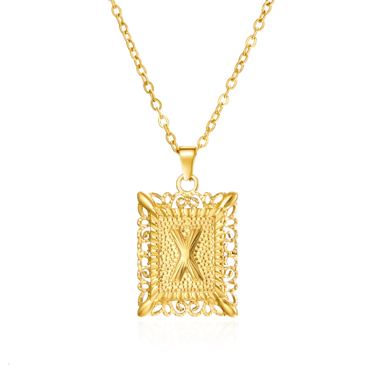 Gold Initial Letter Pendant Necklace – Stainless Steel Couple Jewelry