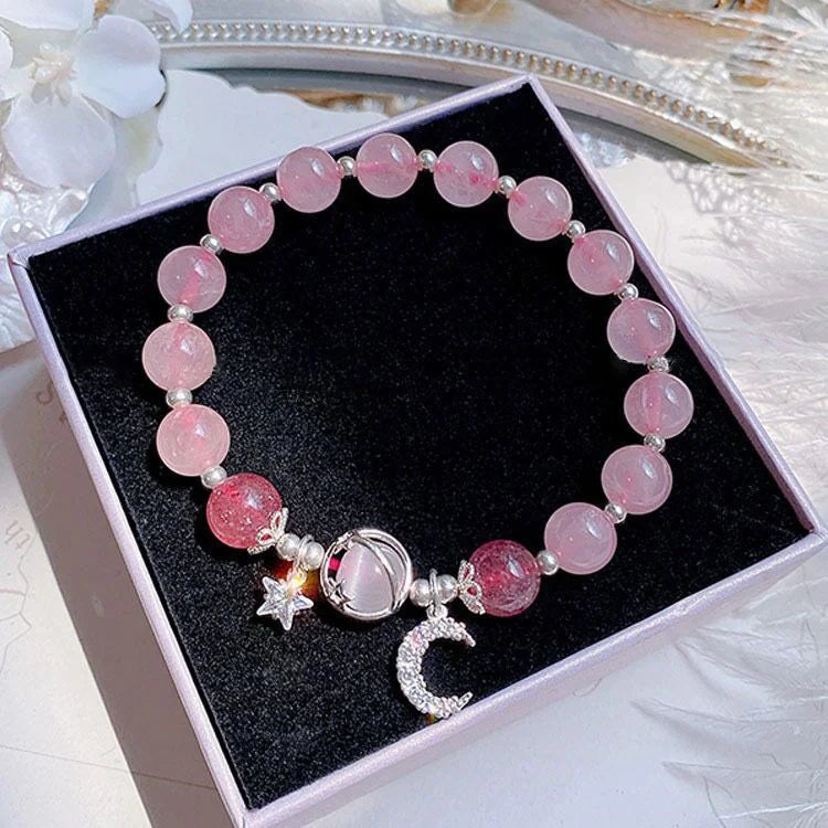 Crystal Beads Charm Bracelet – Korean Style Jewelry Gift for Women & Girls