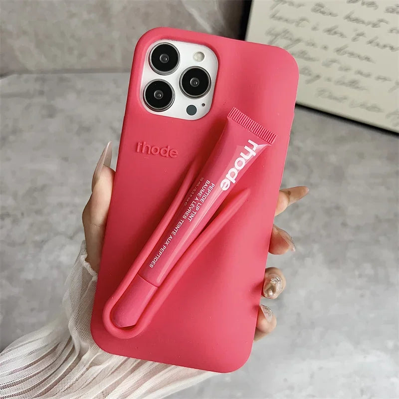 Lemontini Lip Gloss Phone Case | Silicone Cover for iPhone 11–17 Series