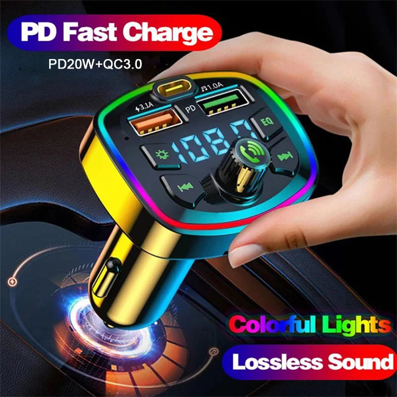 Car Bluetooth 5.0 FM Transmitter – Wireless Adapter, MP3 Player & Dual USB Fast Charger