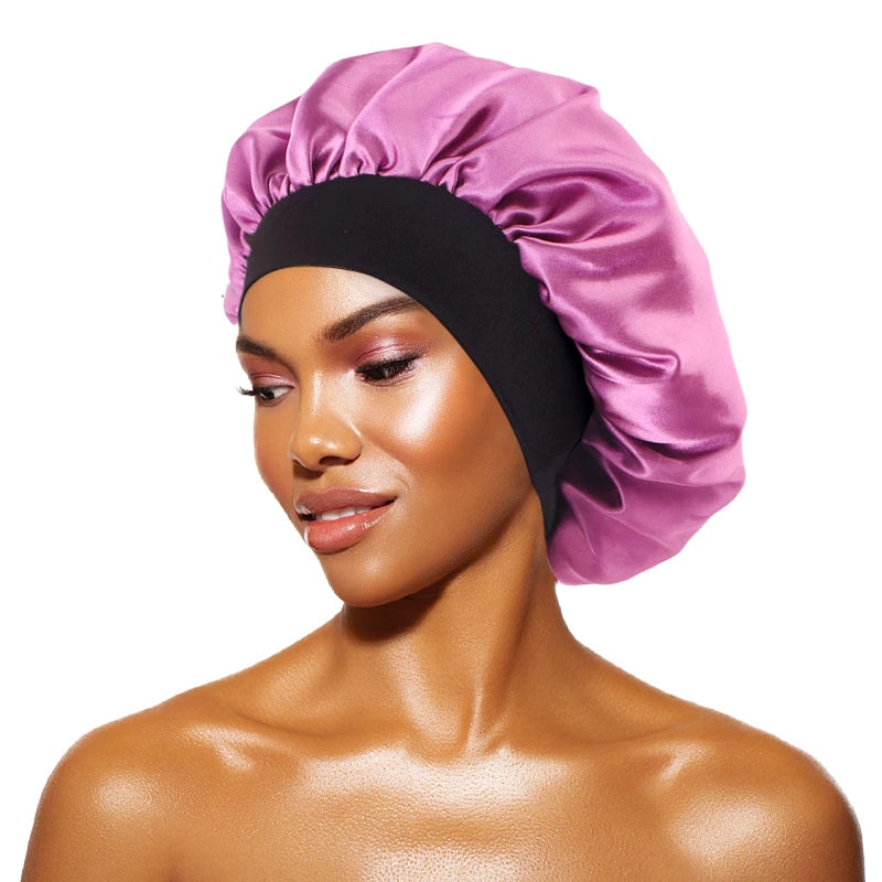 Satin Sleep Bonnet — Wide Brim Hair Care Cap for Women & Men (One Size)