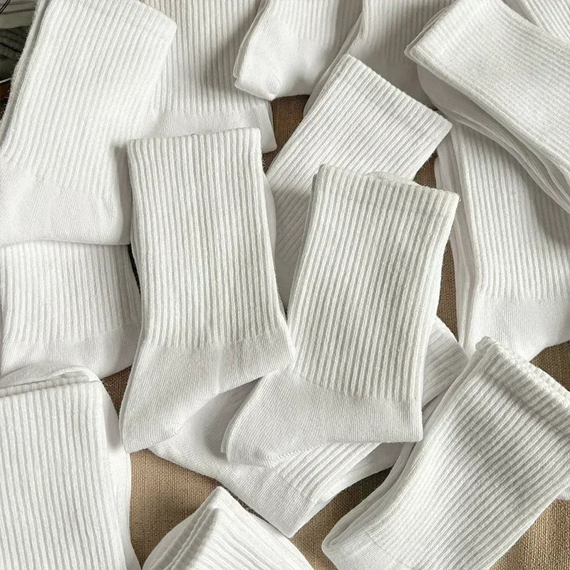 Men's Cotton Sports Socks | Soft Breathable Crew Socks for Everyday & Athletic Wear | Black & White