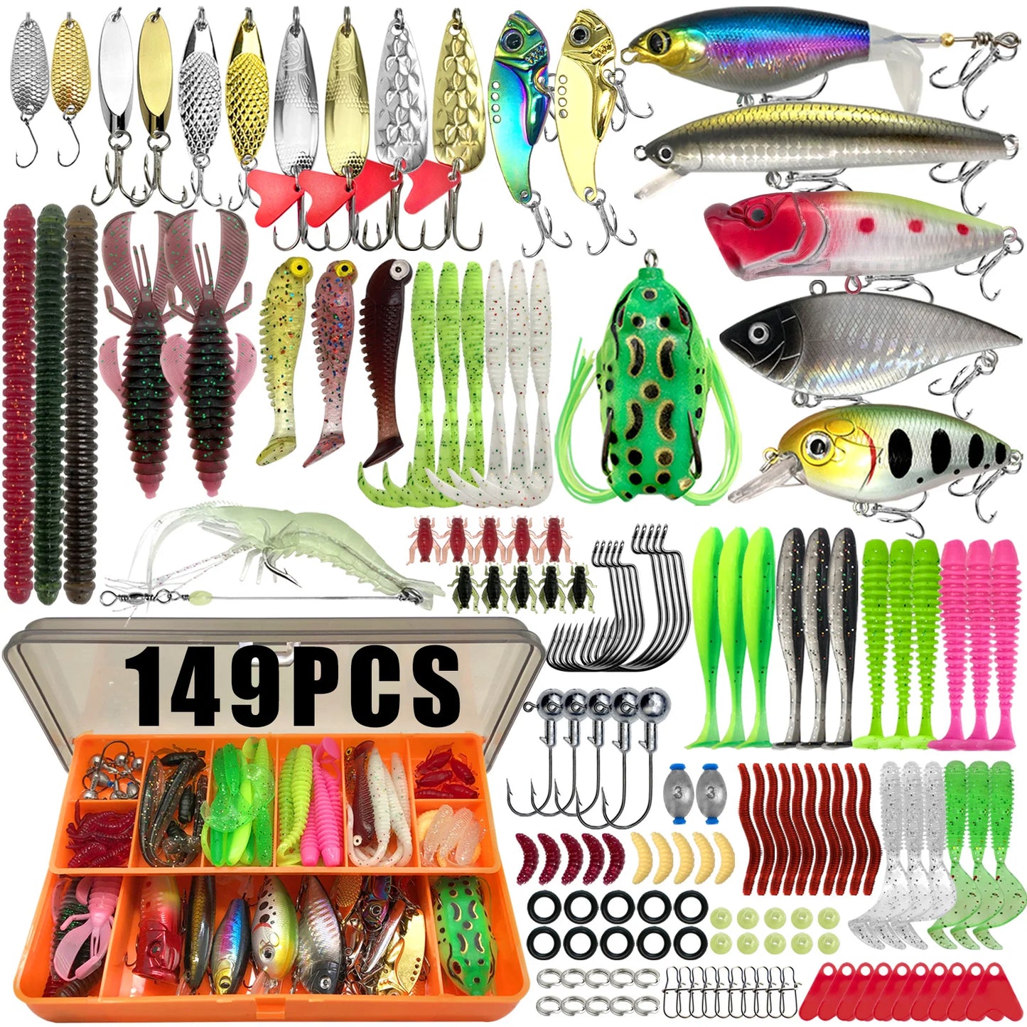Fishing Lure Kit – Multi-Lure Tackle Box Set for Bass, Trout & Pike
