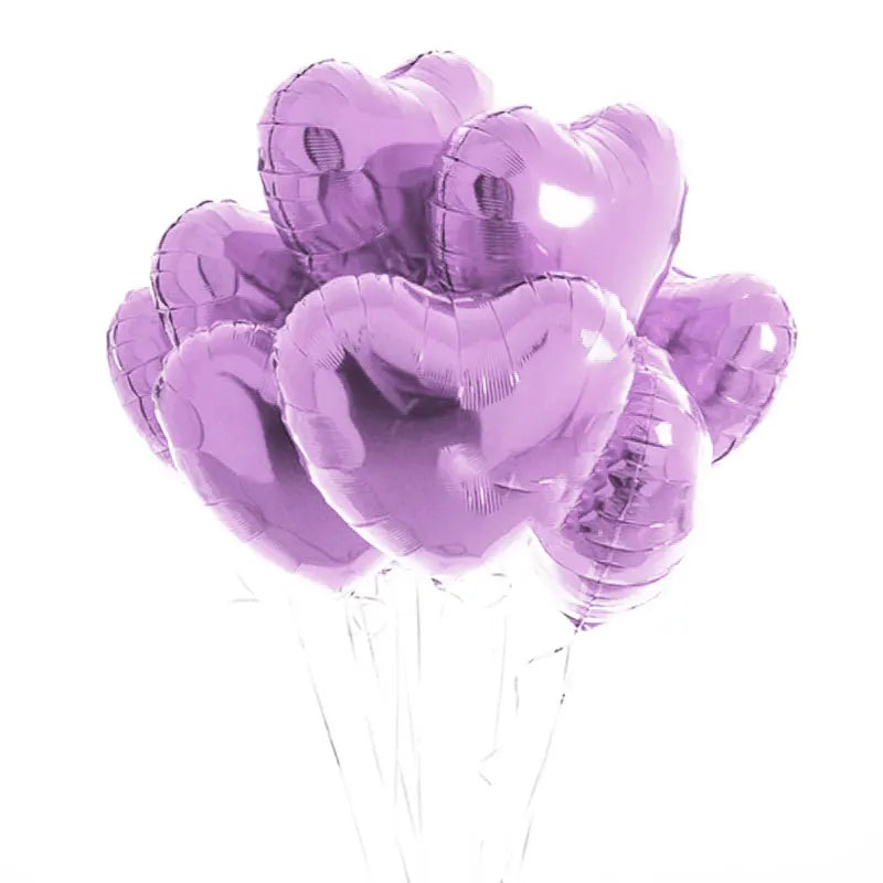Heart Shape Foil Balloons – 18 Inch Party Decorations (10 Pack)