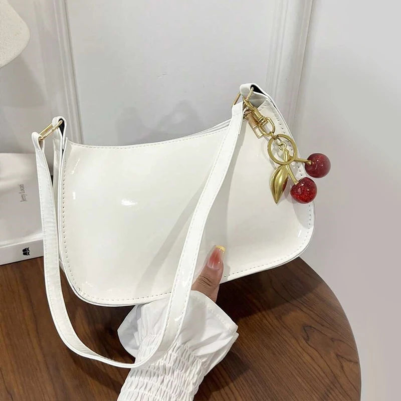 Women's PU Leather Handbag — Cherry Pendant Shoulder Bag (3 Colors)