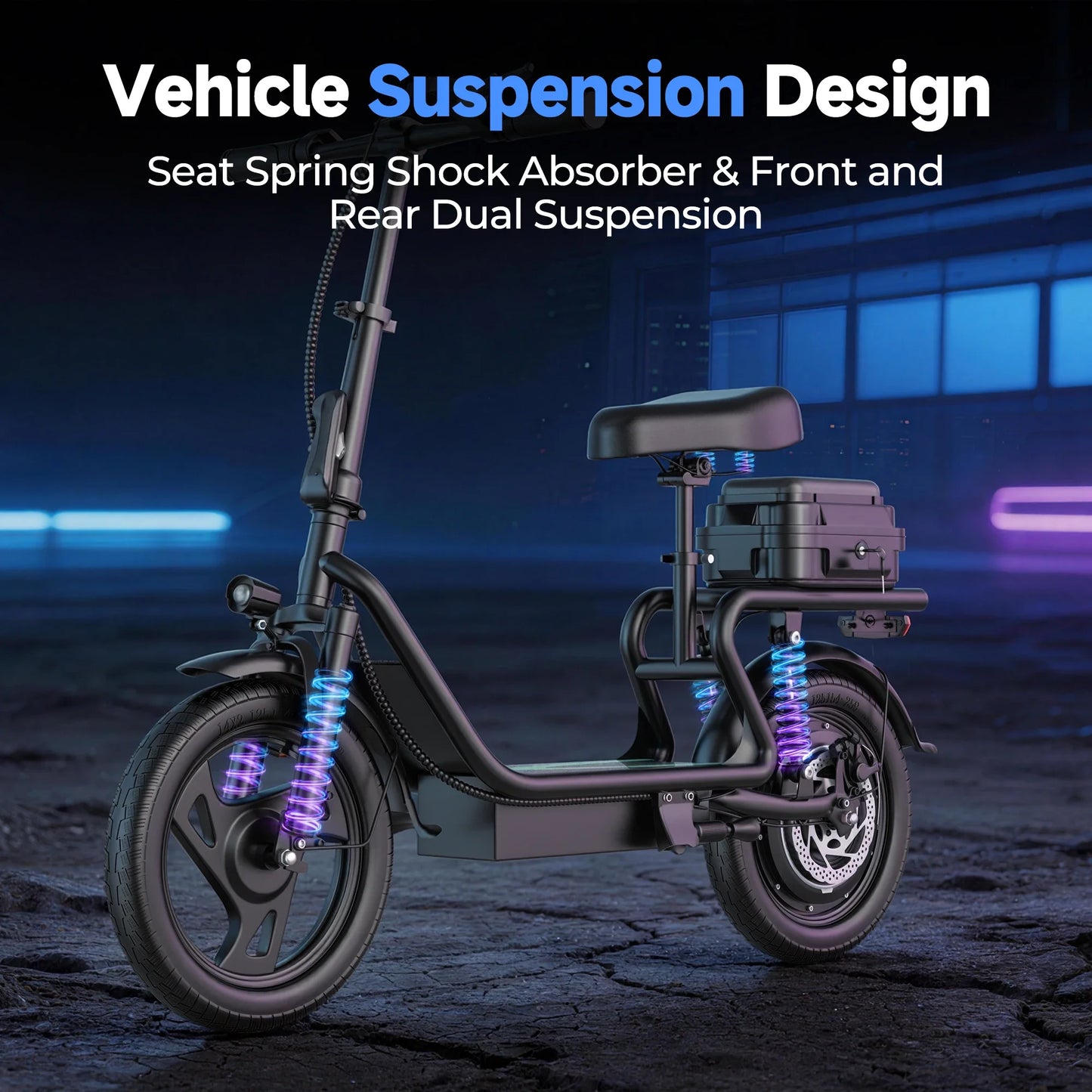 Folding Electric Scooter 500W — 48V 10.4AH Commuter Scooter with Seat & 27-Mile Range
