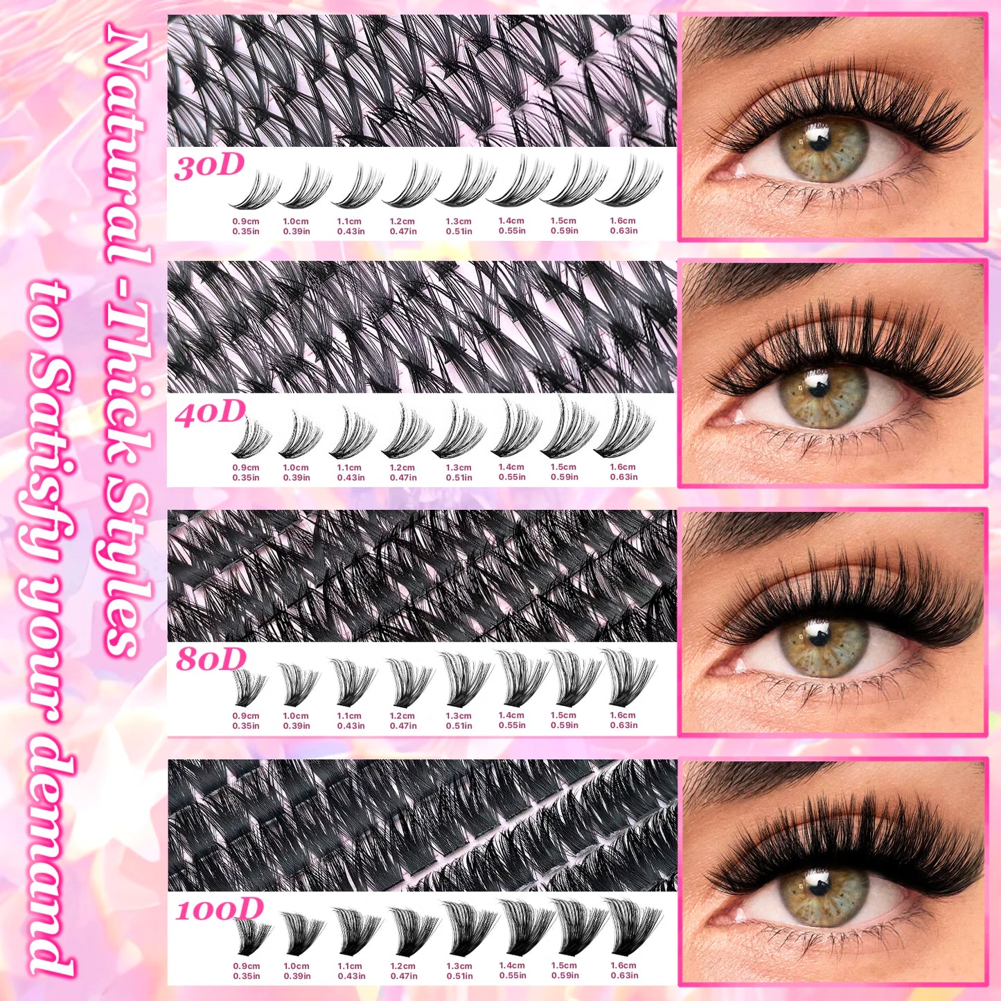 DIY Lash Extension Kit – Cluster Individual Eyelashes 9-16mm with Bond & Seal | Wispy Natural Look