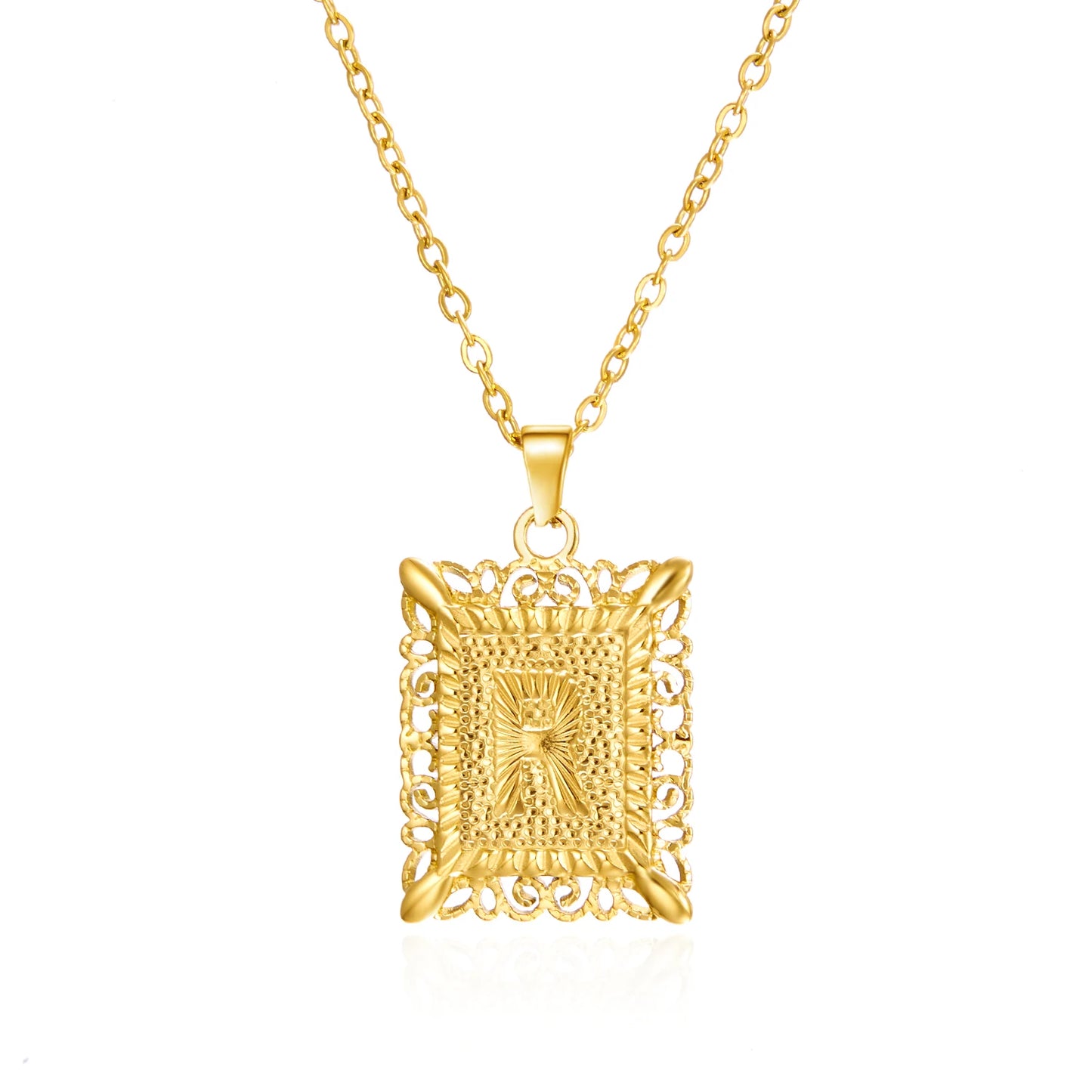 Gold Initial Letter Pendant Necklace – Stainless Steel Couple Jewelry