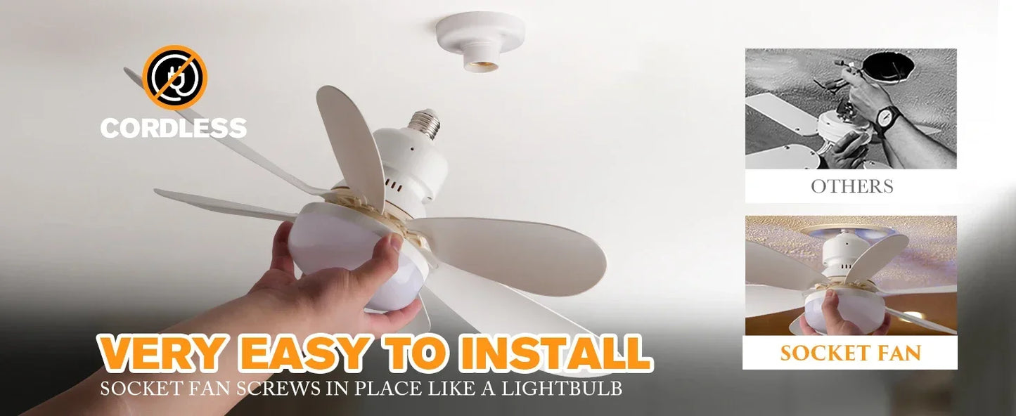 LED Ceiling Fan Light – 40W E27 Dimmable with Remote Control | Modern Style
