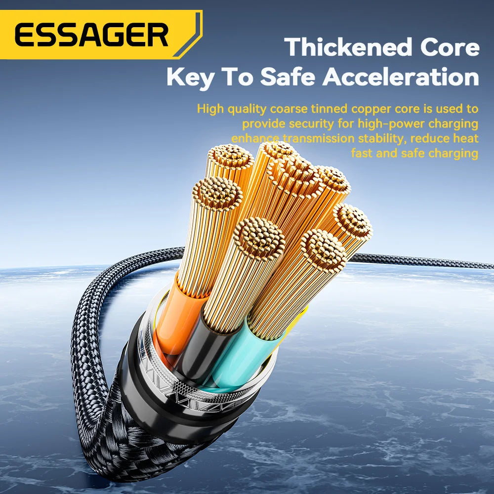 Essager 240W USB-C to USB-C Cable – PD 3.1 Fast Charging with LED Display | 1m & 2m