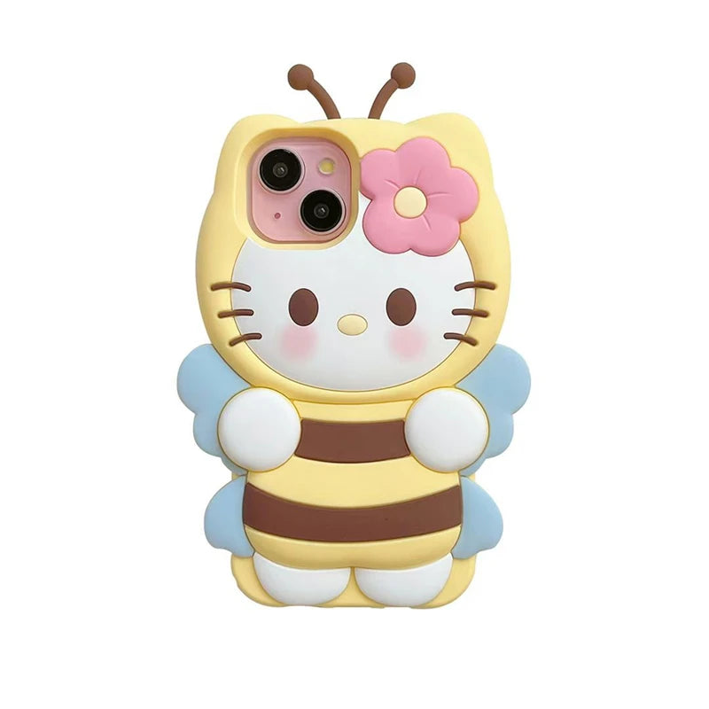 Sanrio Hello Kitty 3D Bow Phone Case – Cute Y2K Silicone Cover for iPhone 11–17 Pro Max