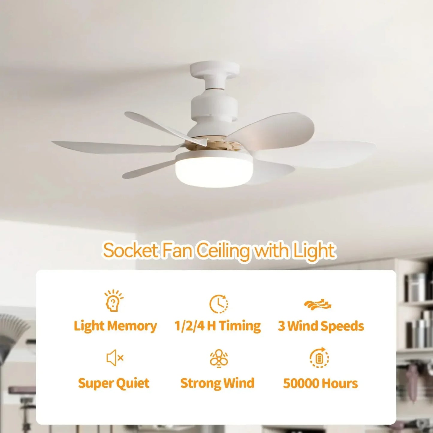 LED Ceiling Fan Light – 40W E27 Dimmable with Remote Control | Modern Style
