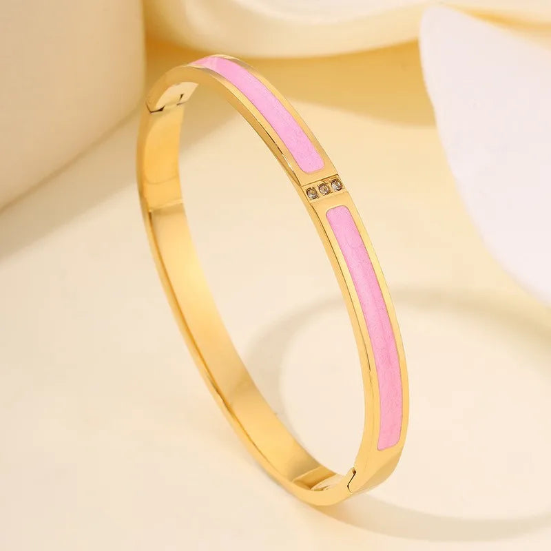 Sparkling Zirconia Stackable Bangle Set – Non-Fading Stainless Steel Bracelets for Women
