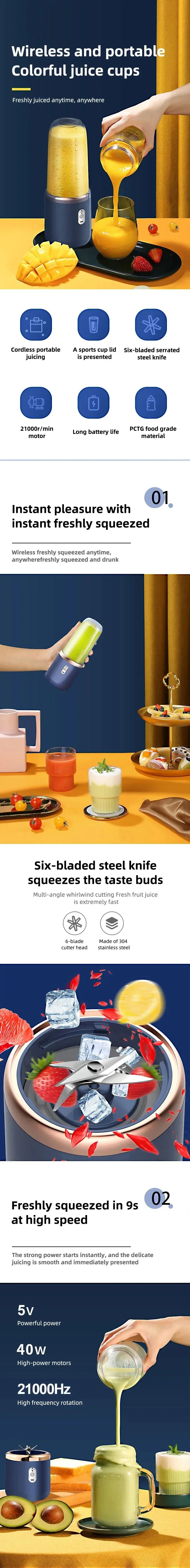 Portable USB Blender – Mini Travel Smoothie & Juicer Cup