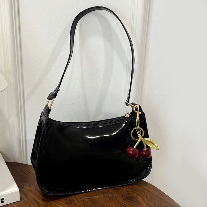 Women's PU Leather Handbag — Cherry Pendant Shoulder Bag (3 Colors)