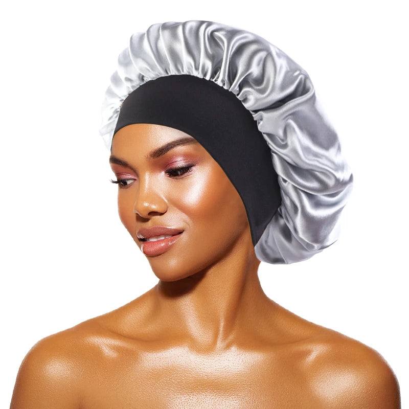 Satin Sleep Bonnet — Wide Brim Hair Care Cap for Women & Men (One Size)
