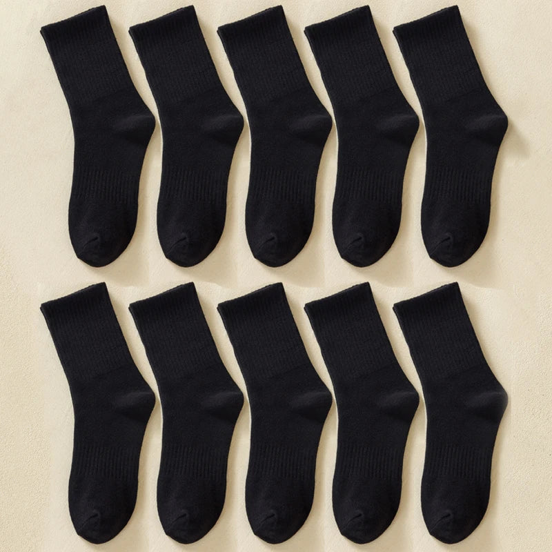 Men's Cotton Sports Socks | Soft Breathable Crew Socks for Everyday & Athletic Wear | Black & White