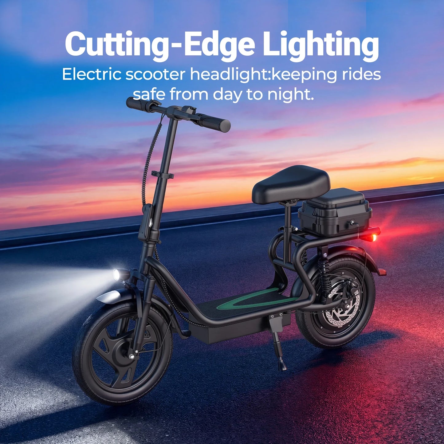 Folding Electric Scooter 500W — 48V 10.4AH Commuter Scooter with Seat & 27-Mile Range