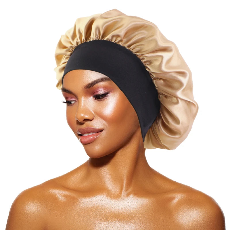 Satin Sleep Bonnet — Wide Brim Hair Care Cap for Women & Men (One Size)