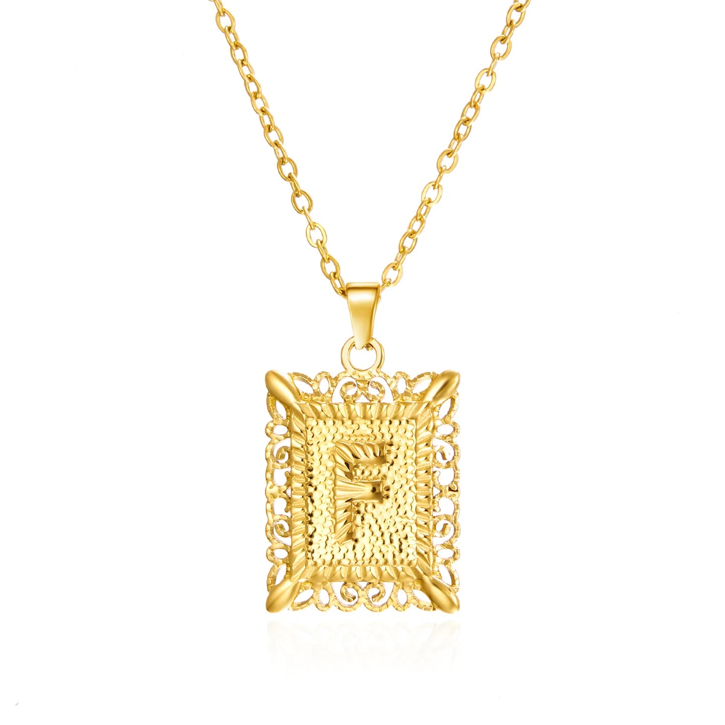 Gold Initial Letter Pendant Necklace – Stainless Steel Couple Jewelry