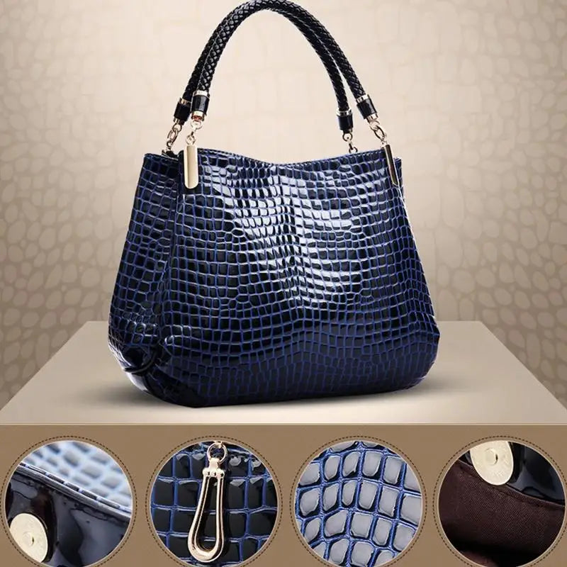 Women's Crocodile Print Tote Bag — Large Capacity Shoulder & Handbag