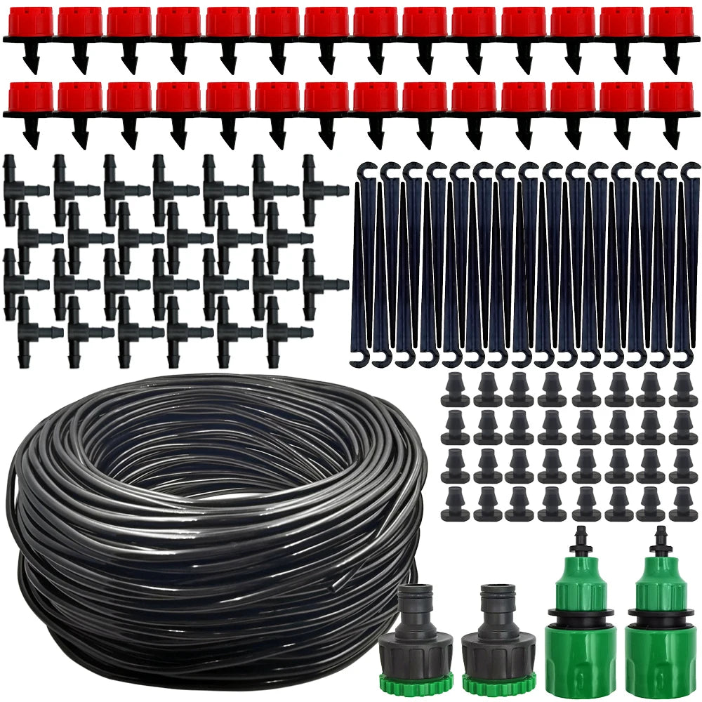 Micro Drip Irrigation Kit – Automatic Watering System with Adjustable Drippers & Misting Nozzles (5M–20M)