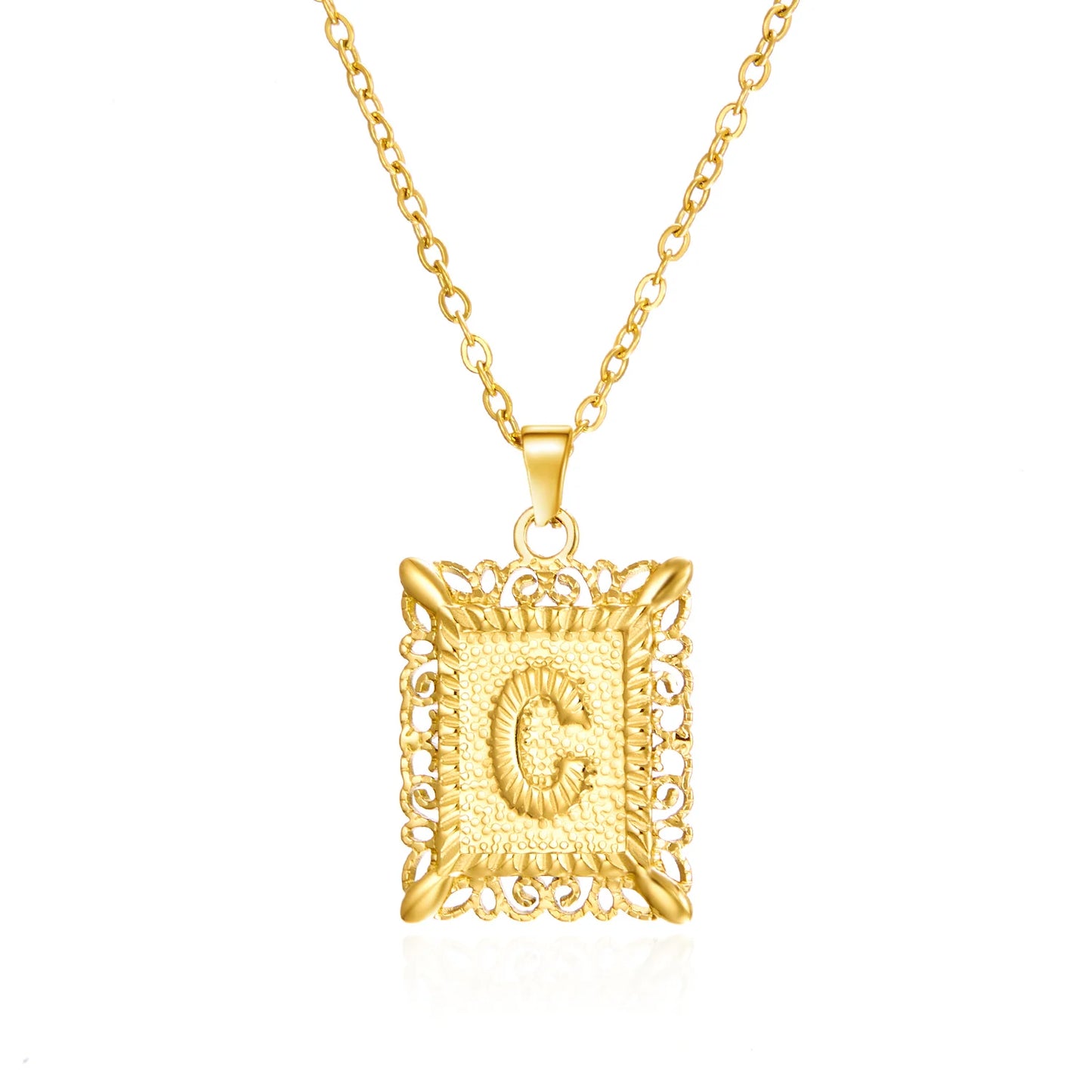 Gold Initial Letter Pendant Necklace – Stainless Steel Couple Jewelry