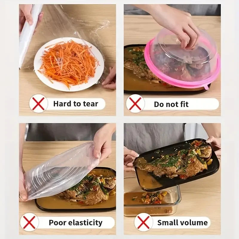 100pcs Disposable Food Cover – Saran Wrap Bowl Covers | Food Grade Fresh-Keeping Plastic Bags