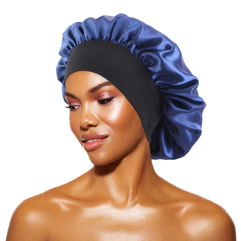 Satin Sleep Bonnet — Wide Brim Hair Care Cap for Women & Men (One Size)
