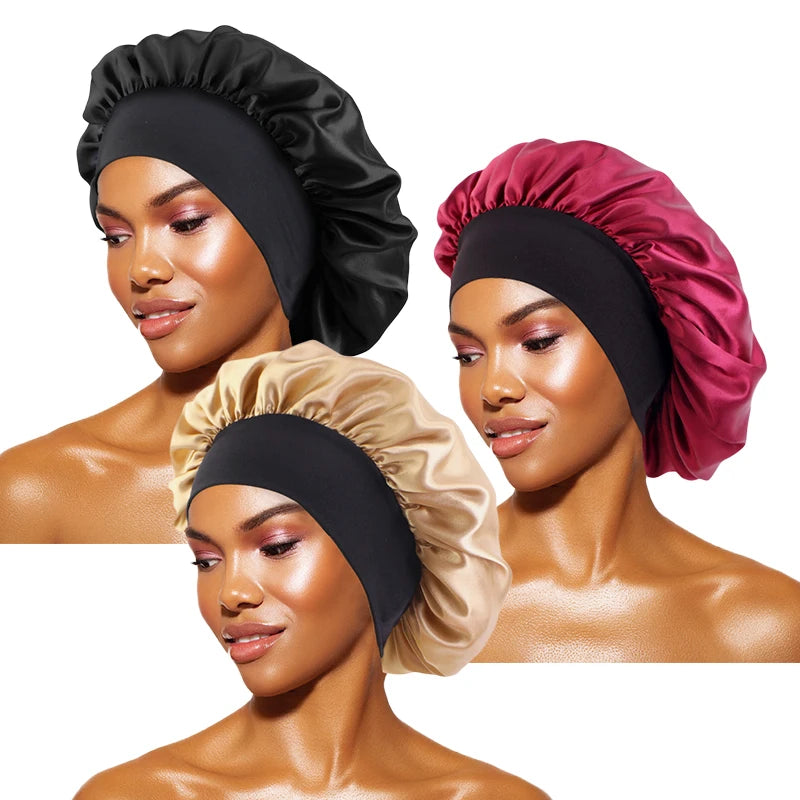 Satin Sleep Bonnet — Wide Brim Hair Care Cap for Women & Men (One Size)