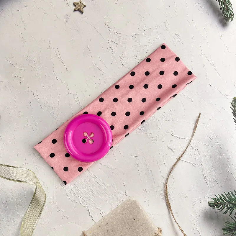 Y2K Retro Boho Wide Headbands – Stretch Dot Hair Accessories for Women | Yoga & Daily Wear