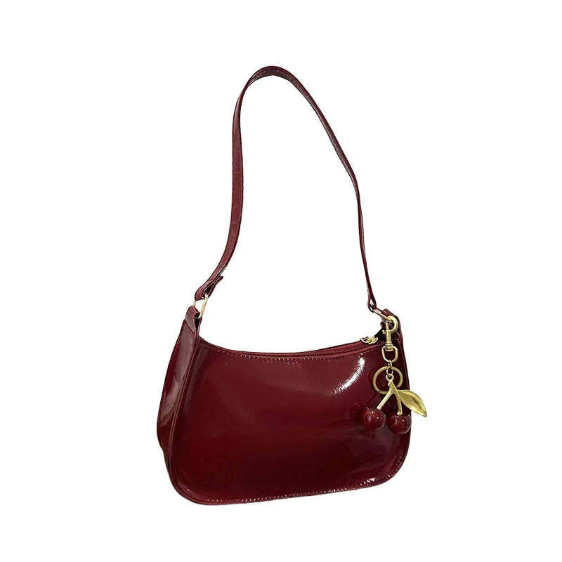 Women's PU Leather Handbag — Cherry Pendant Shoulder Bag (3 Colors)