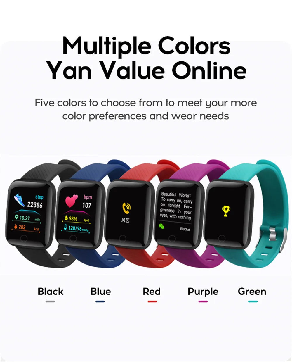 Smart Fitness Watch – Y68 & 116Plus | Heart Rate, Sleep & Message Tracker