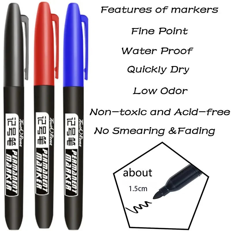 6 PCS Permanent Marker Pens – Waterproof Manga Drawing Markers for Art & School
