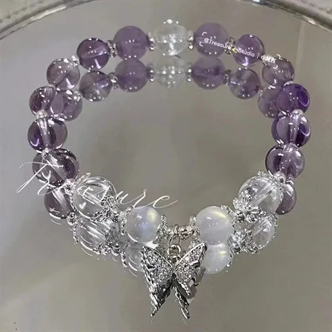 Crystal Beads Charm Bracelet – Korean Style Jewelry Gift for Women & Girls
