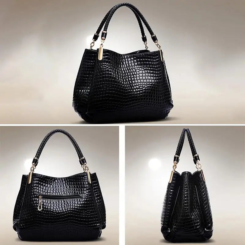 Women's Crocodile Print Tote Bag — Large Capacity Shoulder & Handbag