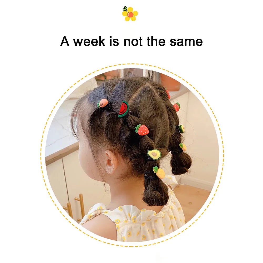 Cartoon Hair Ties for Girls – Cute Animal & Fruit Elastic Hair Bands