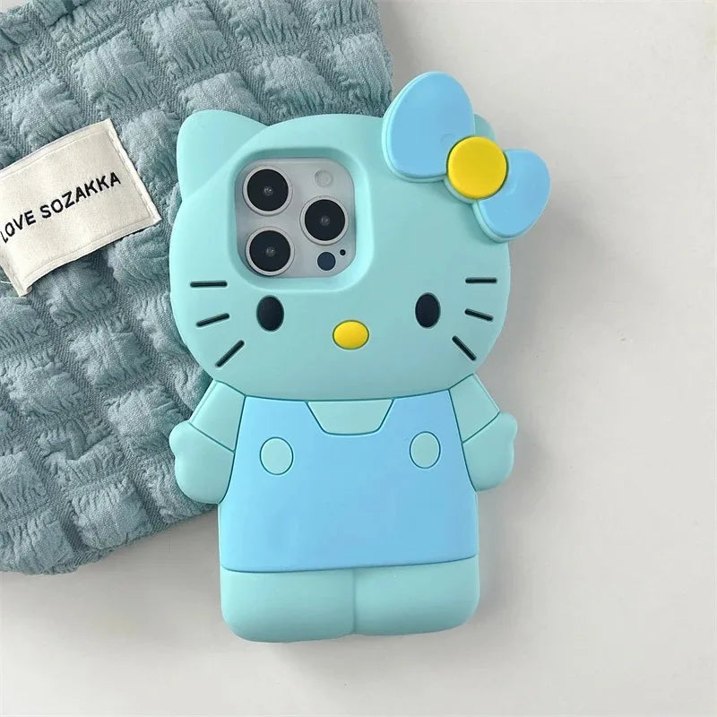 Sanrio Hello Kitty 3D Bow Phone Case – Cute Y2K Silicone Cover for iPhone 11–17 Pro Max