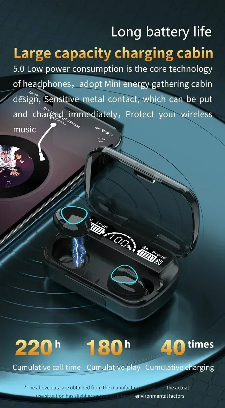 M10 Wireless Bluetooth Earbuds – Waterproof TWS Sport Headset with Noise Cancellation