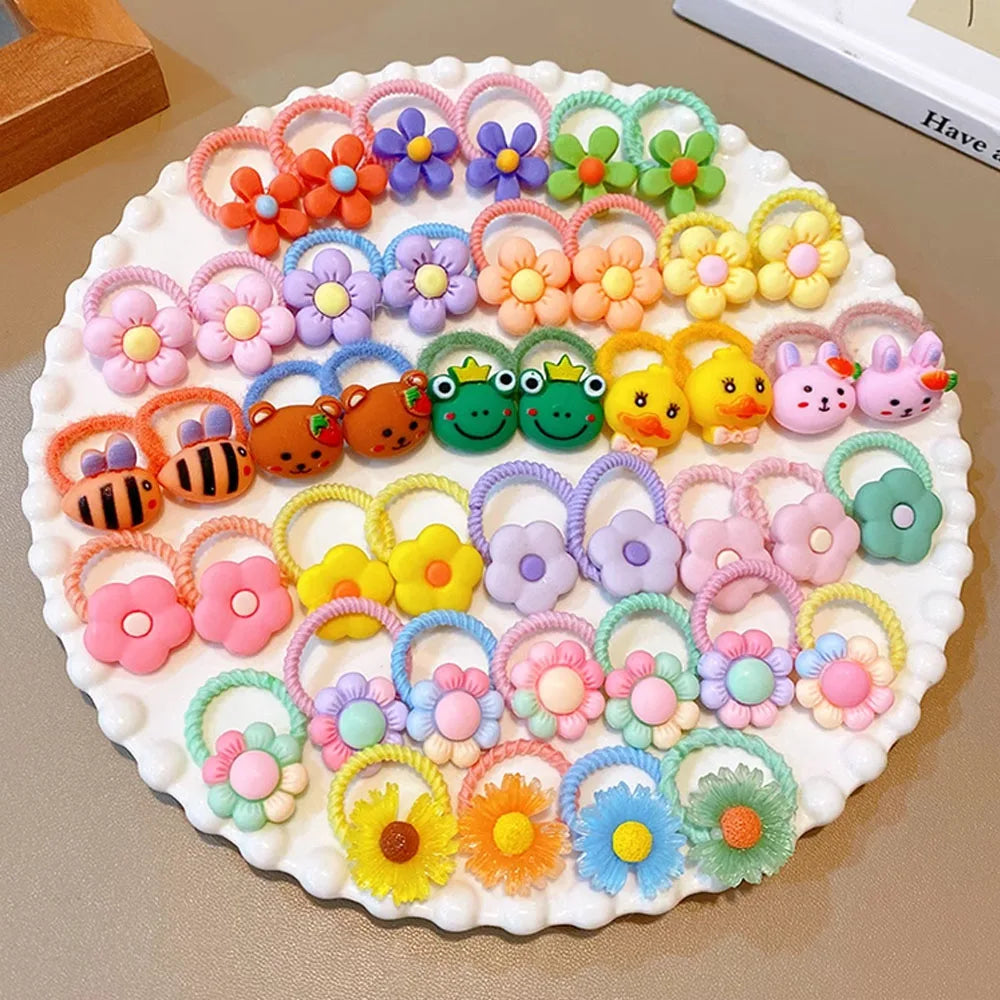 Cartoon Hair Ties for Girls – Cute Animal & Fruit Elastic Hair Bands